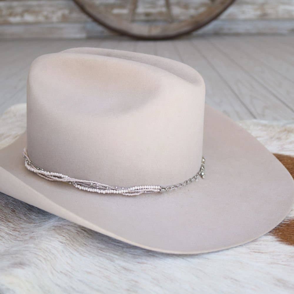 Cream Multi-Strand Beaded Hat Band