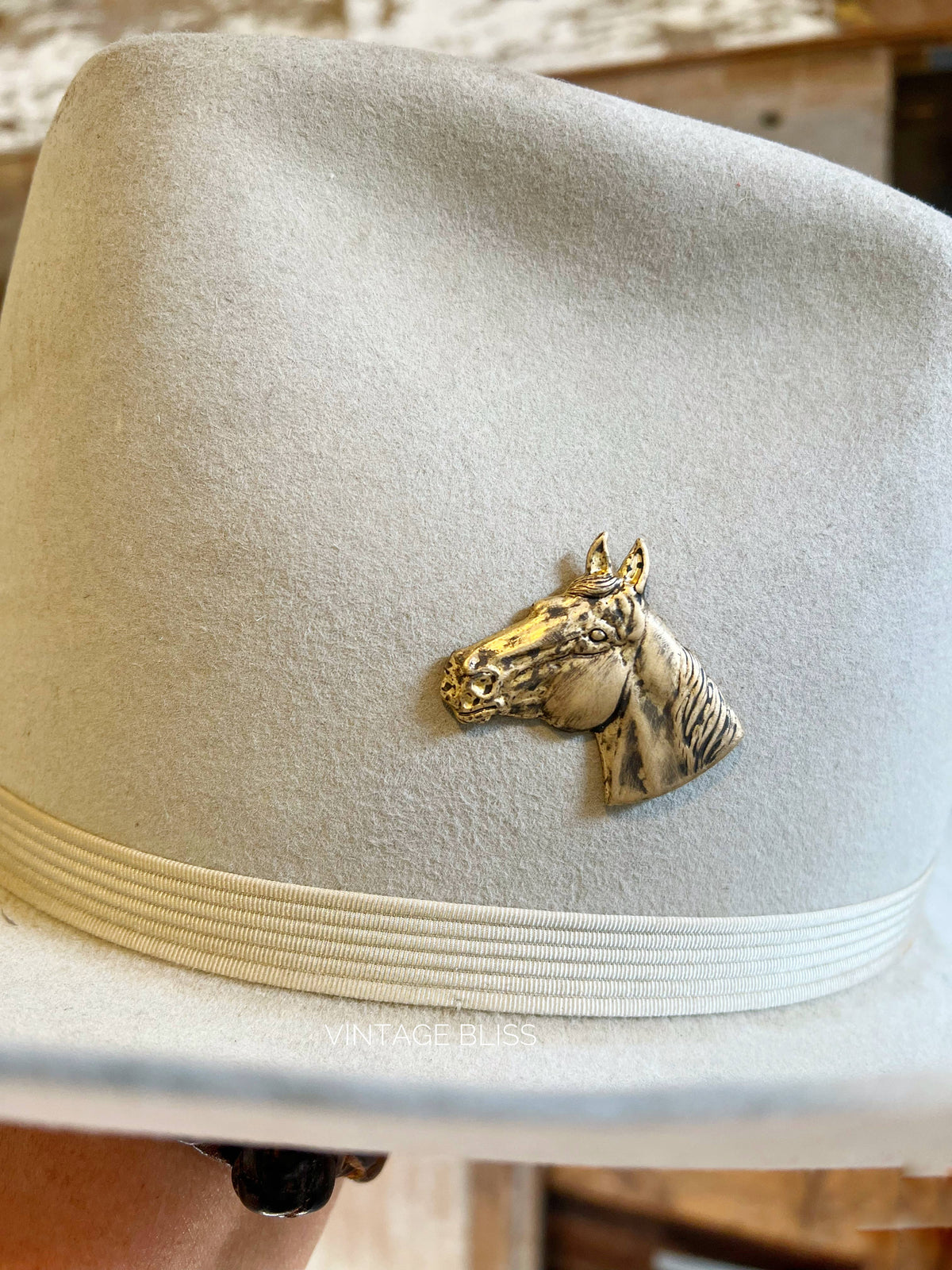 Brass Patina Western Horse Head Hat Pin Hat Bar