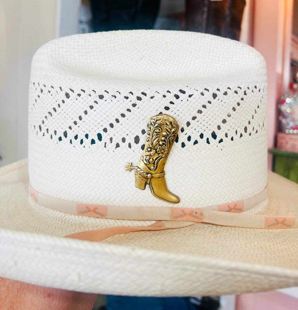Western Aged Brass Cowboy Boot Hat Pin