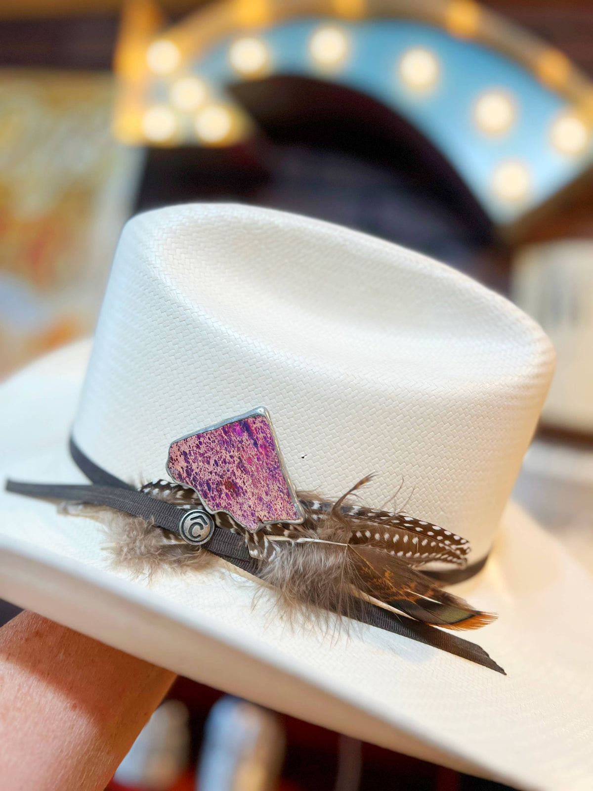 Purple Hematite Color Soldered Hat Pin Western Hat Bar