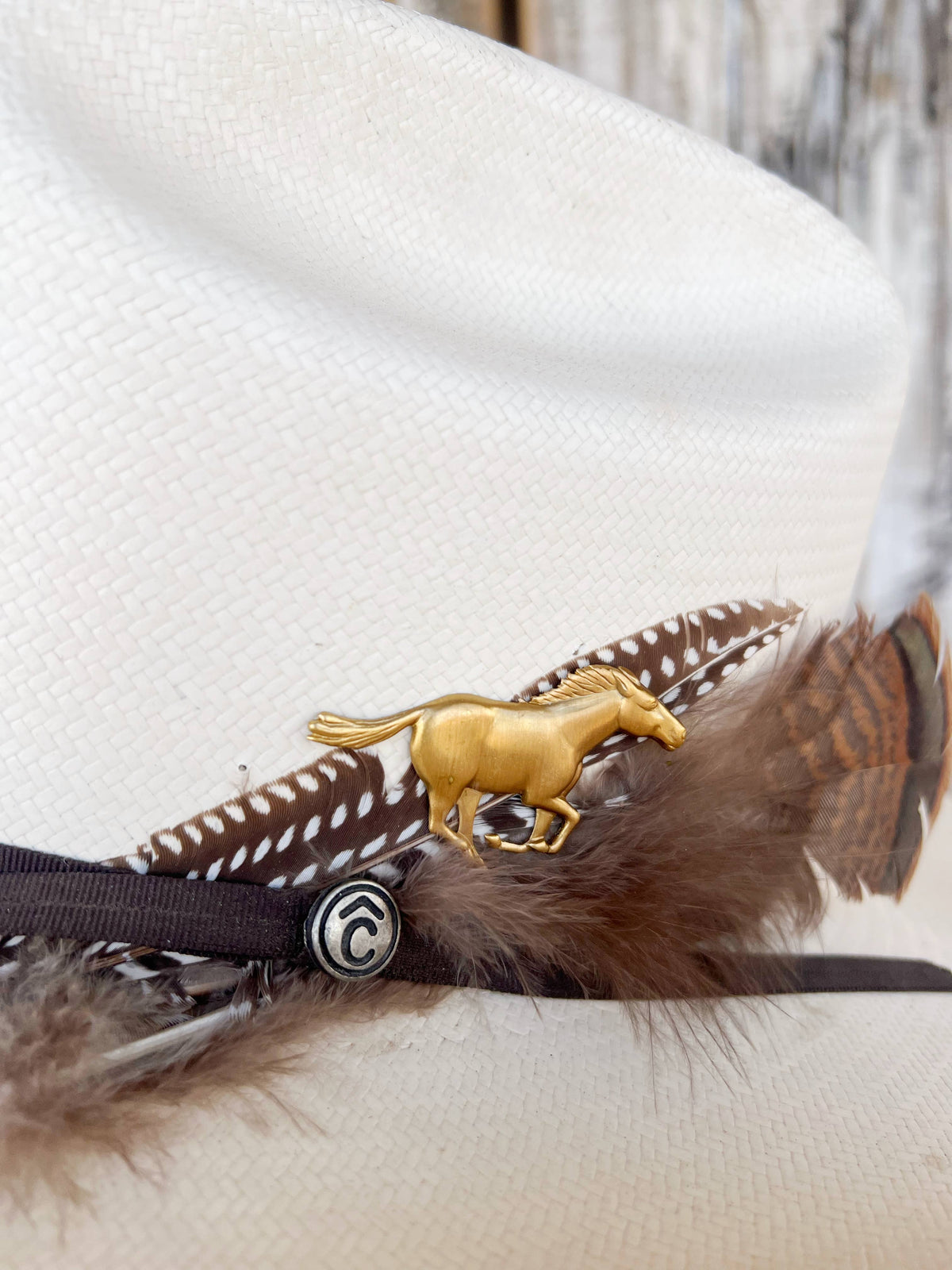 Brass Patina Running Horse Hat Pin Western Hat Bar
