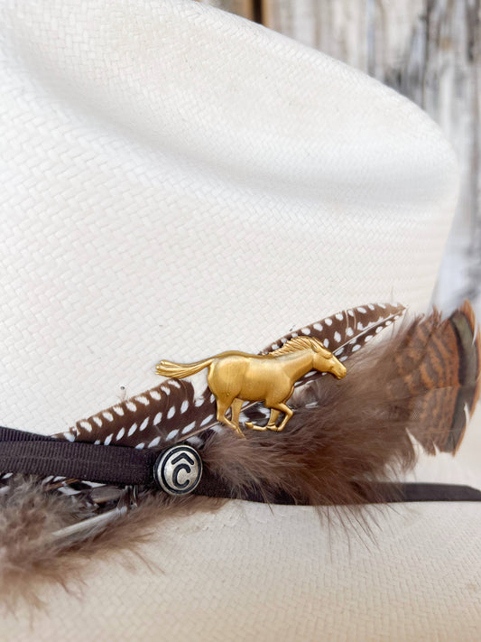 Brass Patina Running Horse Hat Pin Western Hat Bar