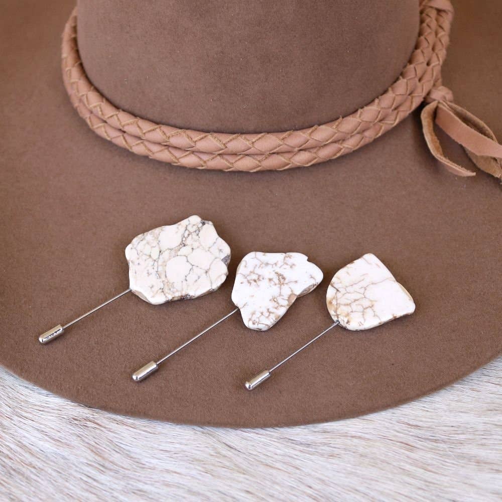 White Stone Hat Stick Pin