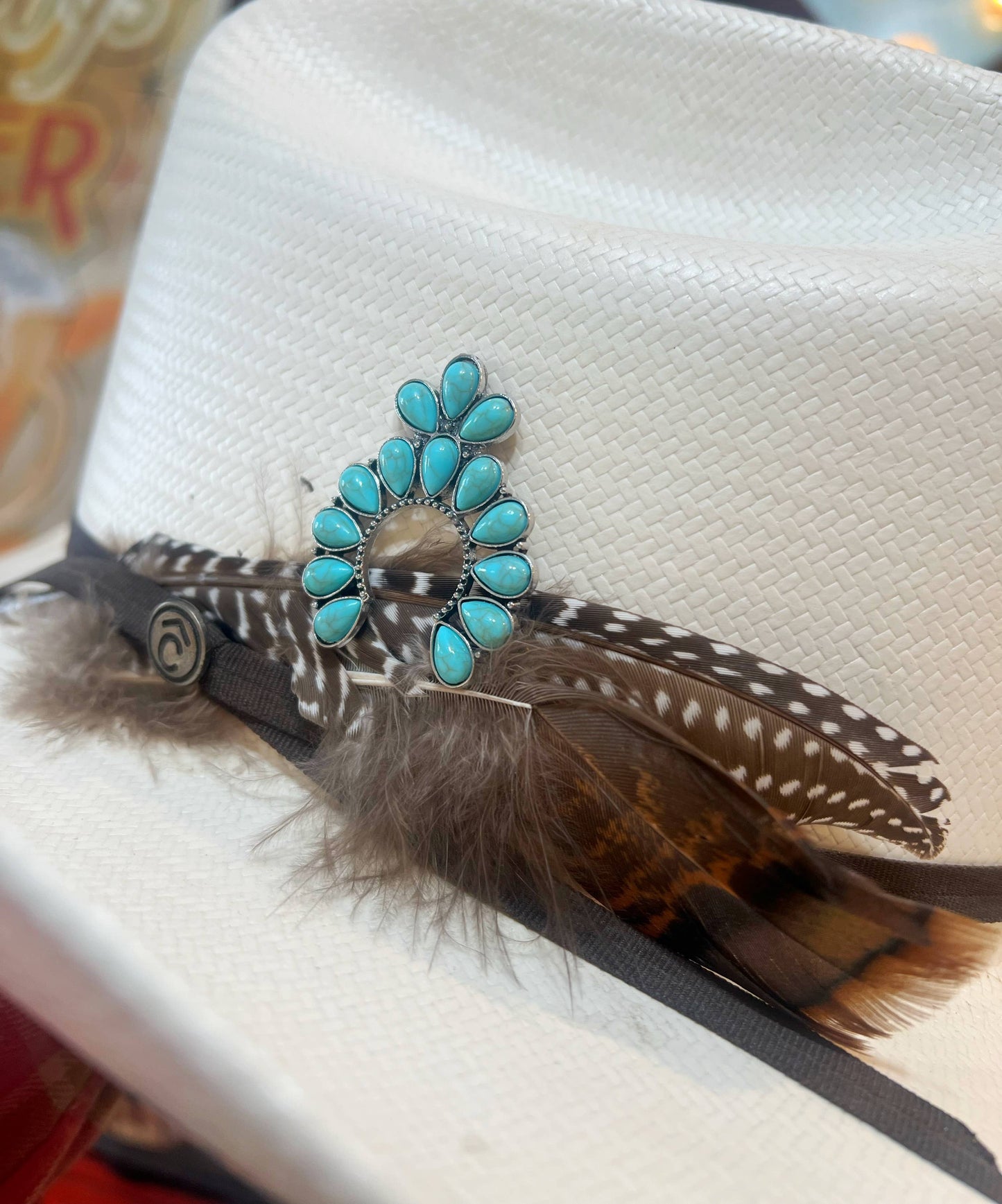 Western Turquoise Squash Blossom Hat Pin Hat Bar