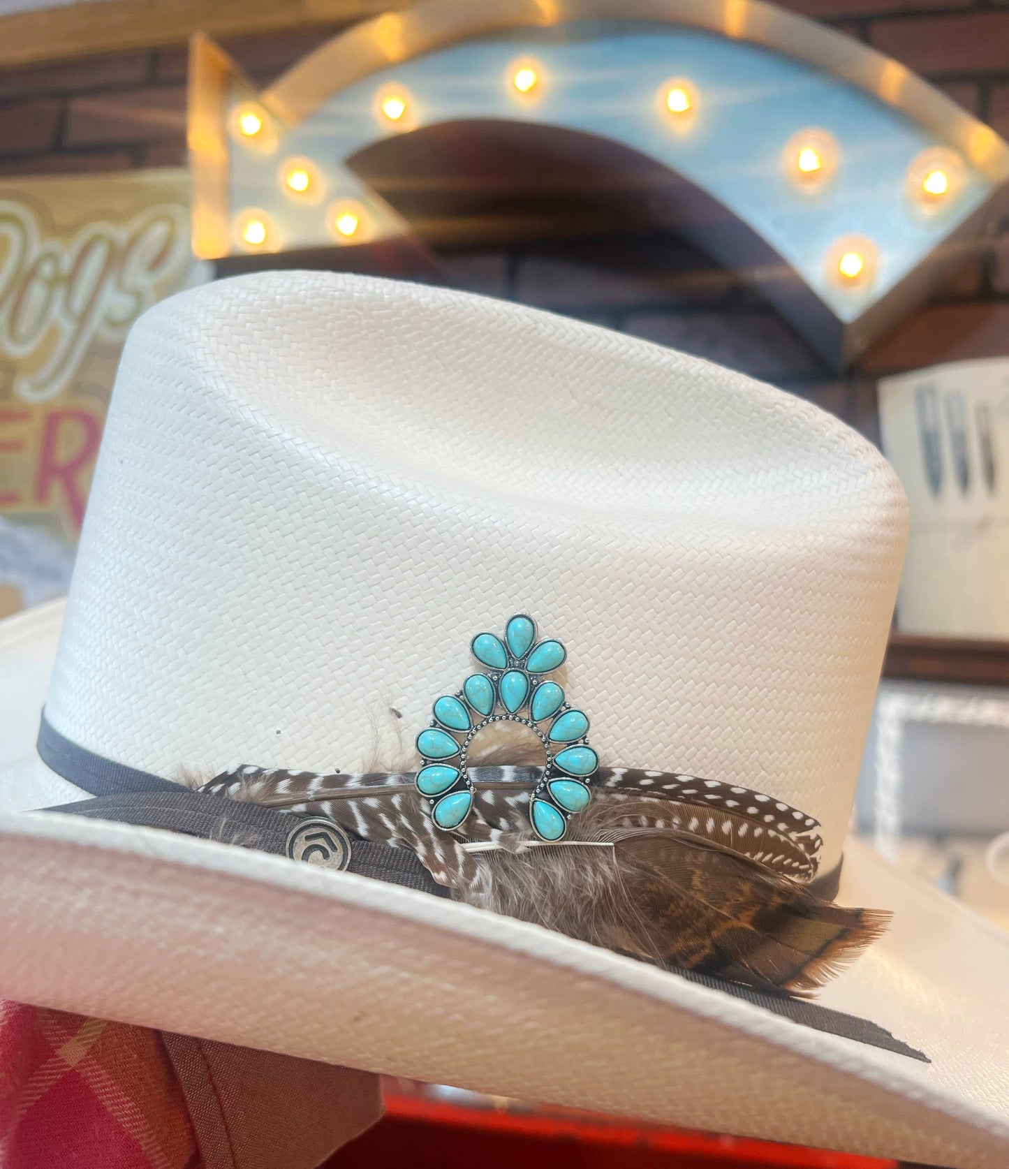 Western Turquoise Squash Blossom Hat Pin Hat Bar