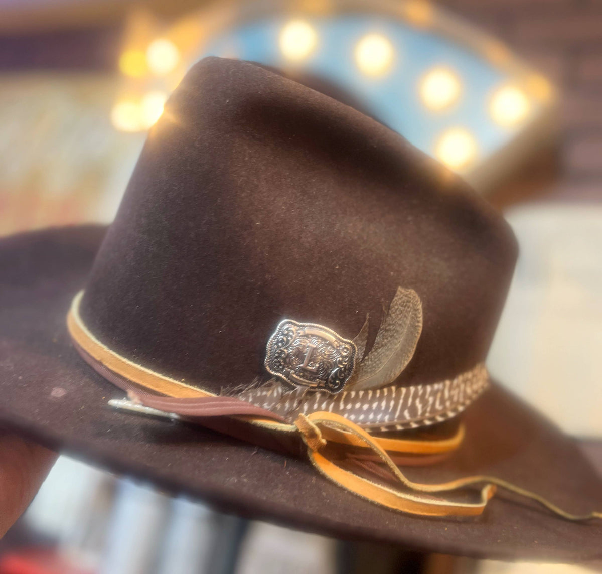 Western Embossed SILVER Buckle Hat Pin Hat Bar