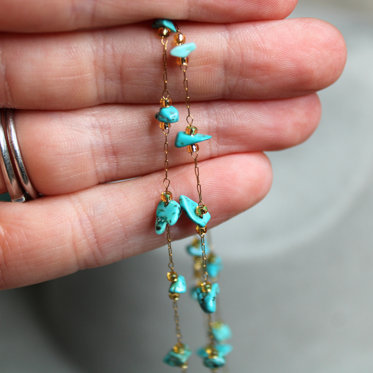 Turquoise Fedora and Cowboy Hat Chain