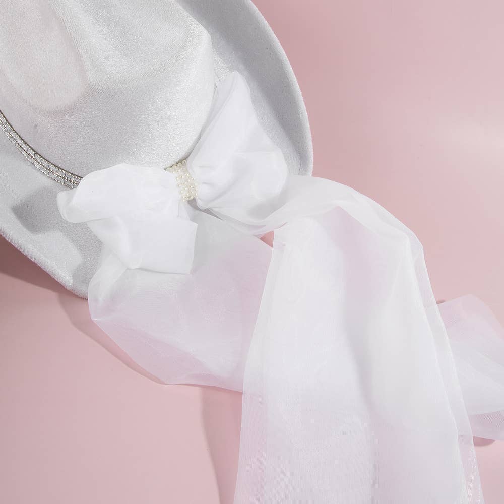 Bride Pearl And Rhinestone Cowboy Hat