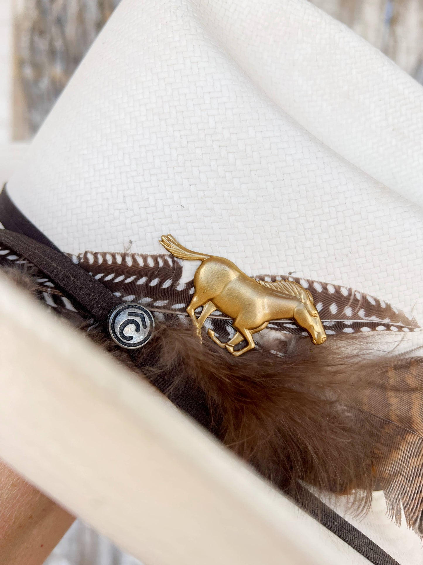 Brass Patina Running Horse Hat Pin Western Hat Bar