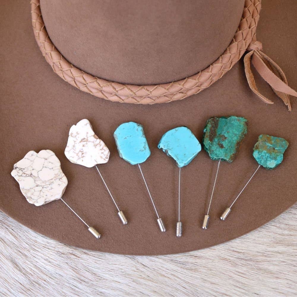 White Stone Hat Stick Pin