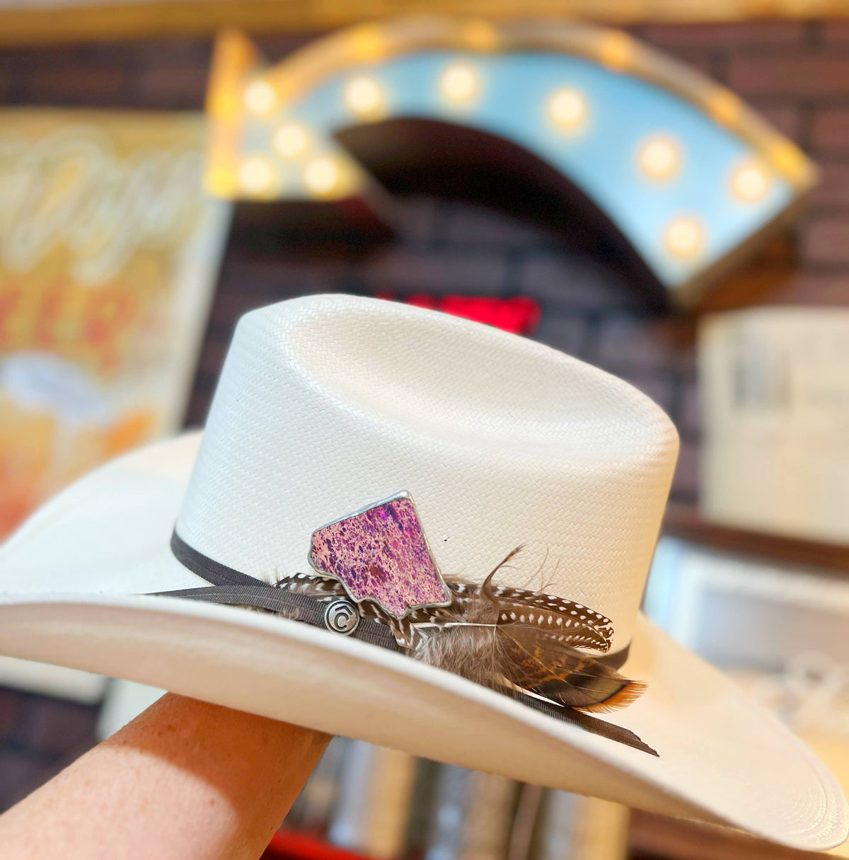 Purple Hematite Color Soldered Hat Pin Western Hat Bar
