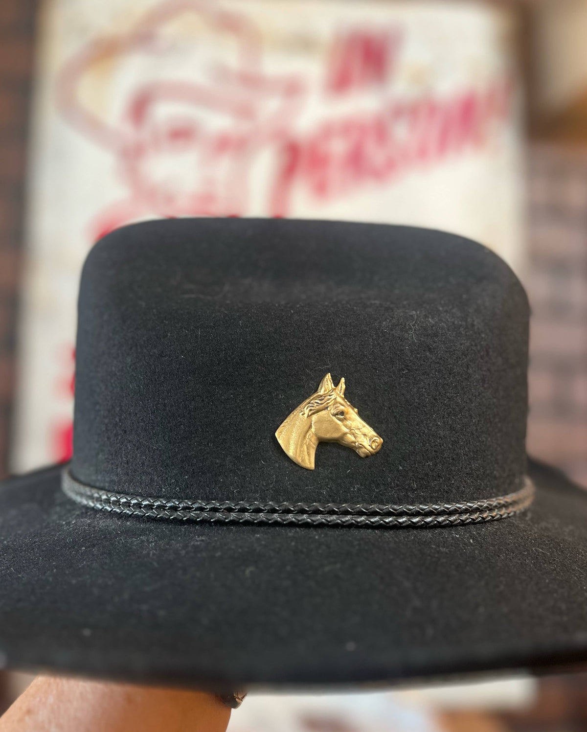Brass Patina Western Horse Head Hat Pin Hat Bar