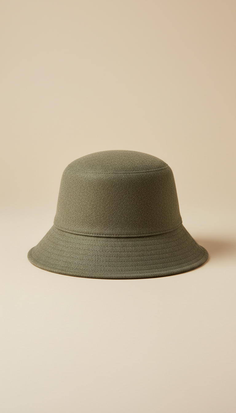 Olive Grey Felt Bucket Hat