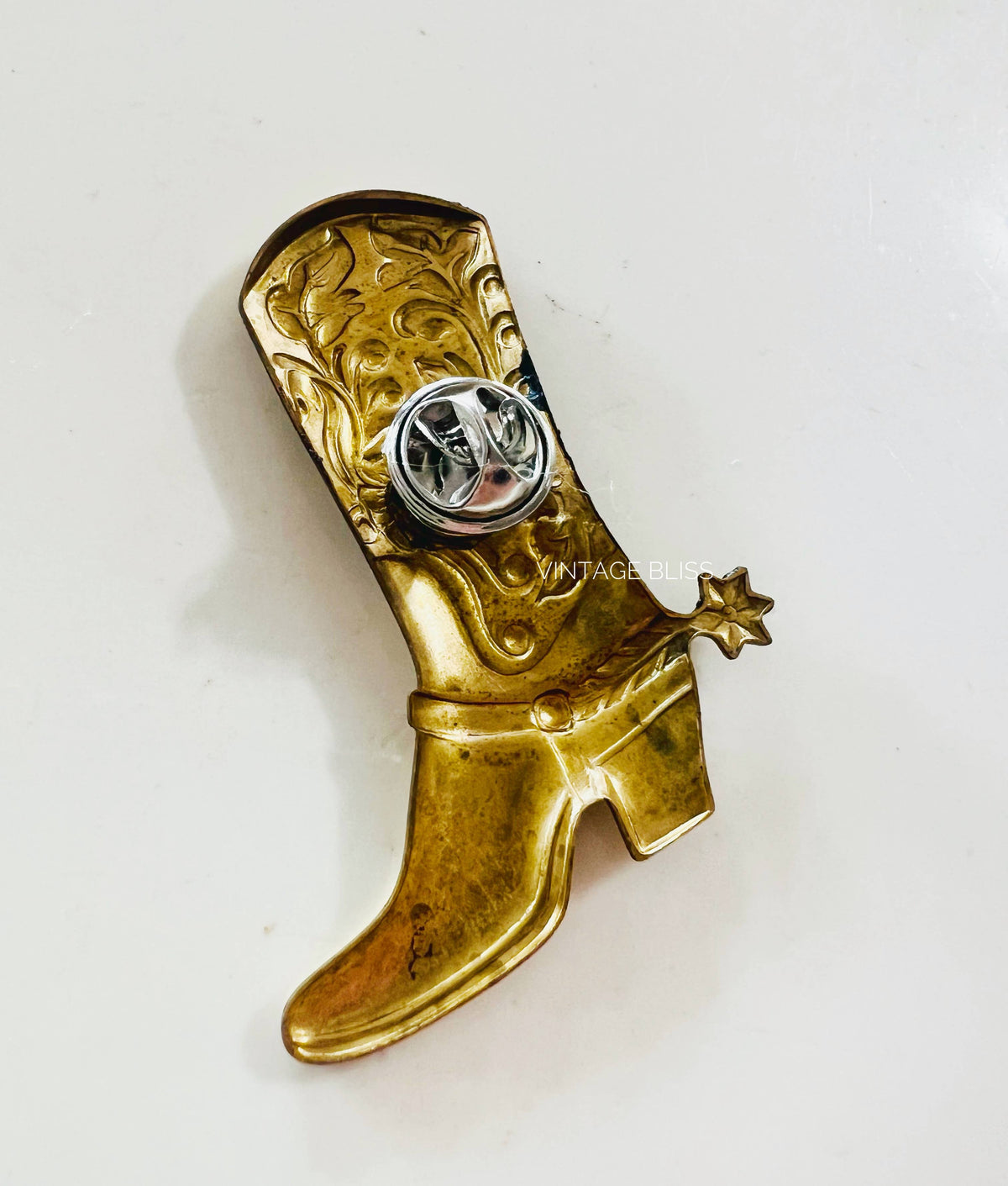 Western Aged Brass Cowboy Boot Hat Pin