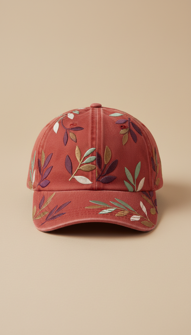 Rust Red Embroidered Baseball Cap