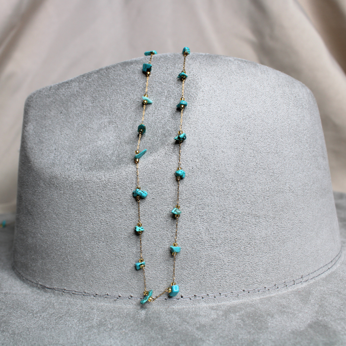 Turquoise Fedora and Cowboy Hat Chain