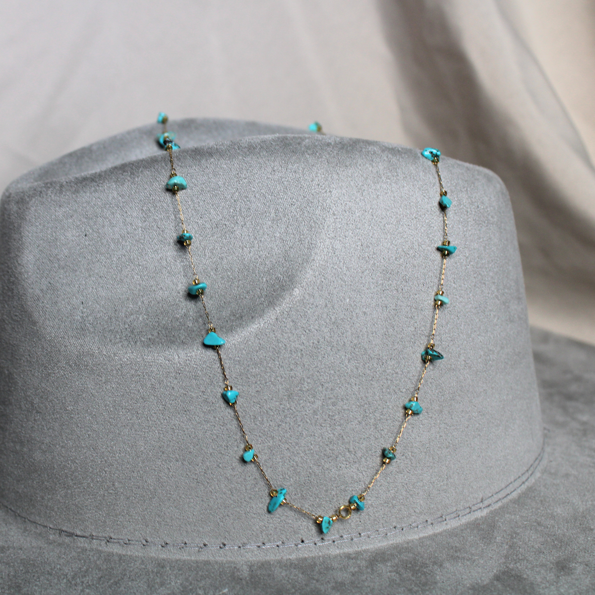 Turquoise Fedora and Cowboy Hat Chain