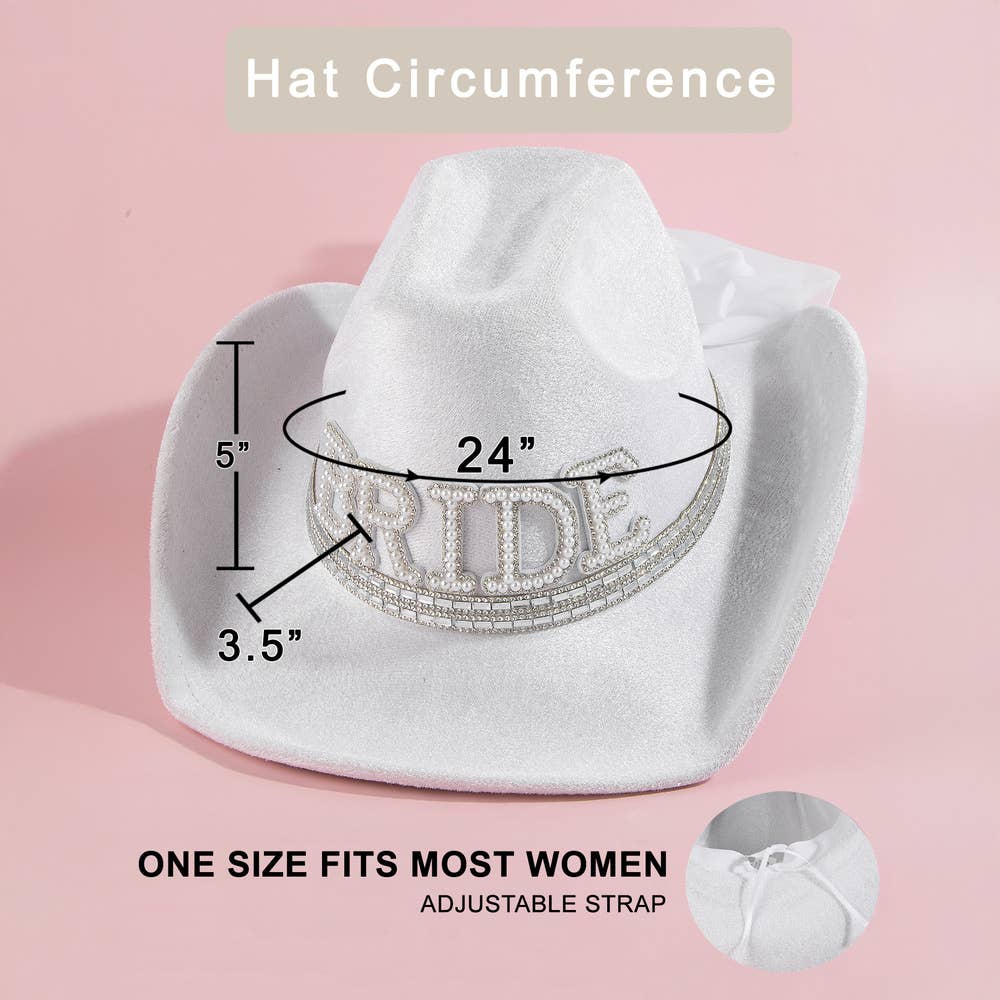 Bride Pearl And Rhinestone Cowboy Hat