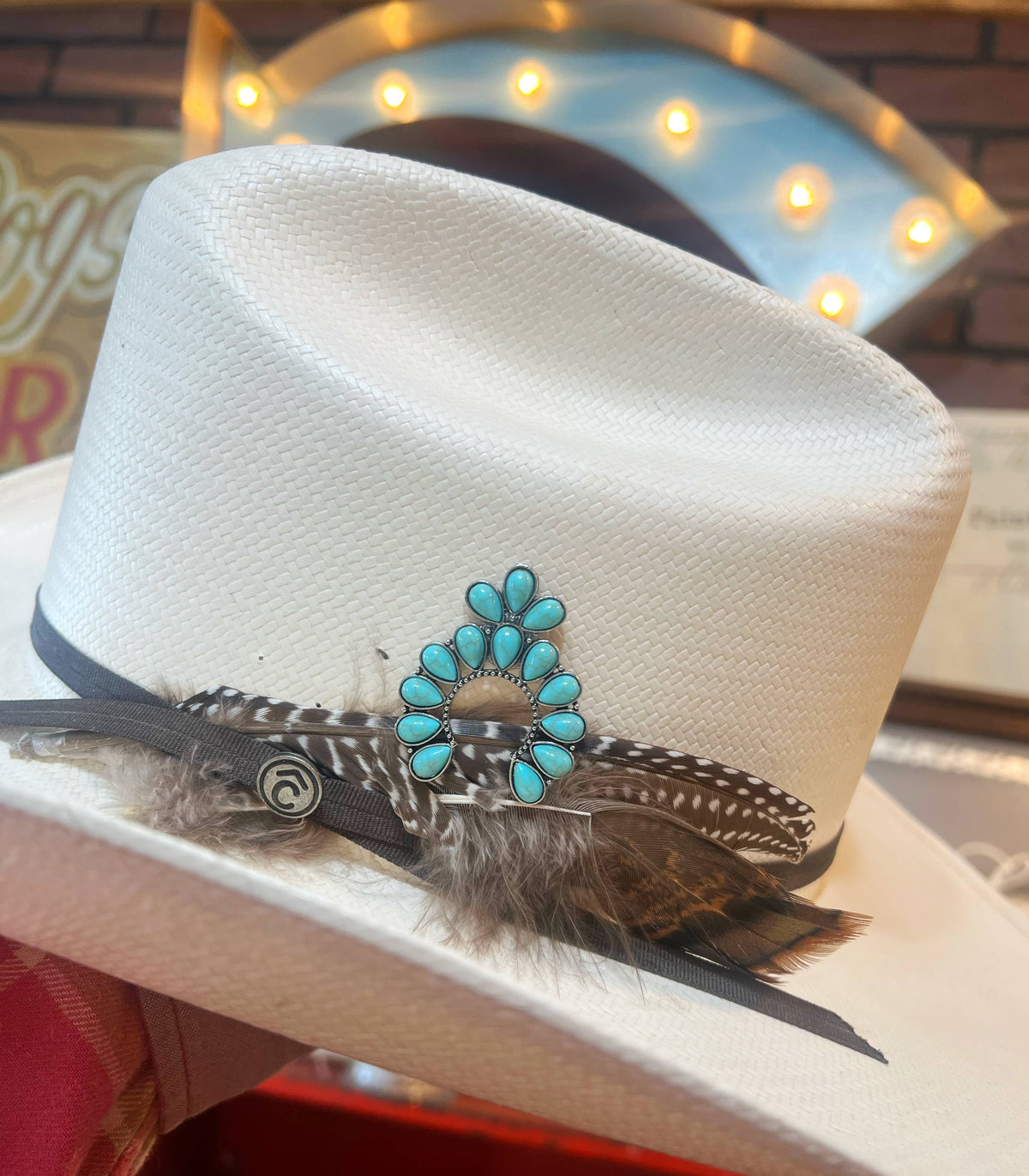 Western Turquoise Squash Blossom Hat Pin Hat Bar