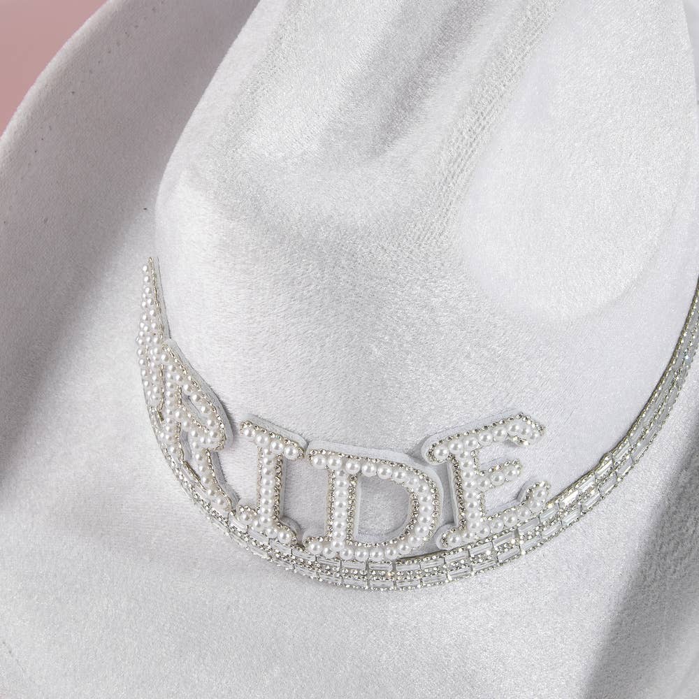 Bride Pearl And Rhinestone Cowboy Hat