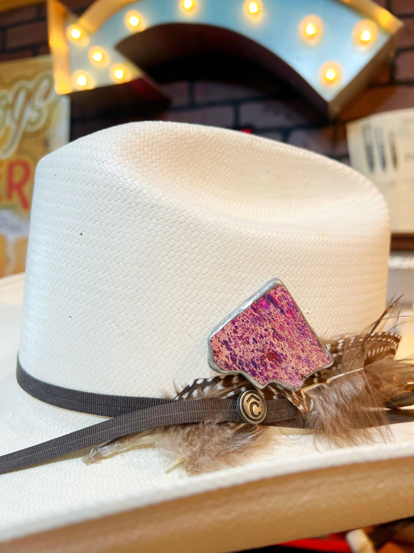 Purple Hematite Color Soldered Hat Pin Western Hat Bar
