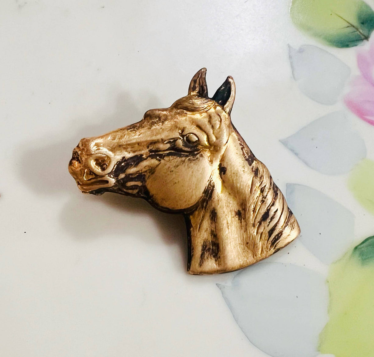 Brass Patina Western Horse Head Hat Pin Hat Bar